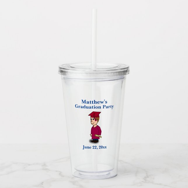 Graduation Party Favour Guy Boy Graduate Acrylic Tumbler (Front)
