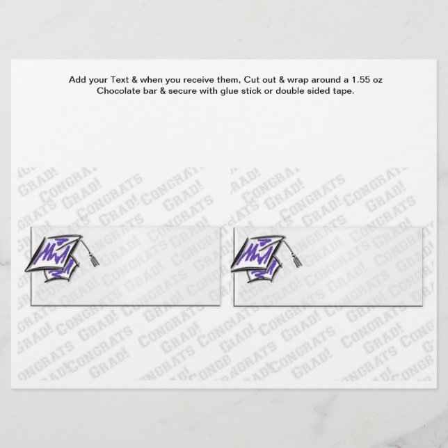 Graduation Party Favours Custom Candy Bar Wrappers (Front)