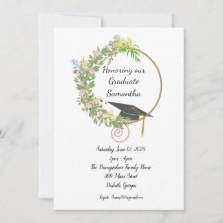 Graduation Party Floral Design with Customisation Invitation