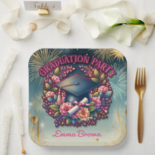 Graduation Party Floral Party Paper Plate