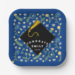 Graduation Party Flowers Paper Plates