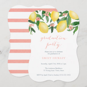 Graduation Party for Female with Lemons Theme Invitation
