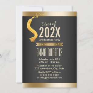 Graduation Party Formal Black & Gold Invitation