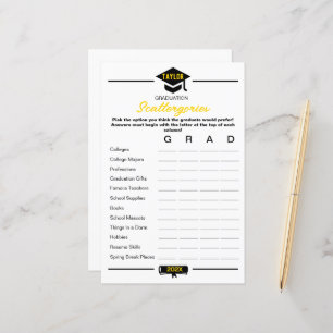Graduation Party Game - Scattergories