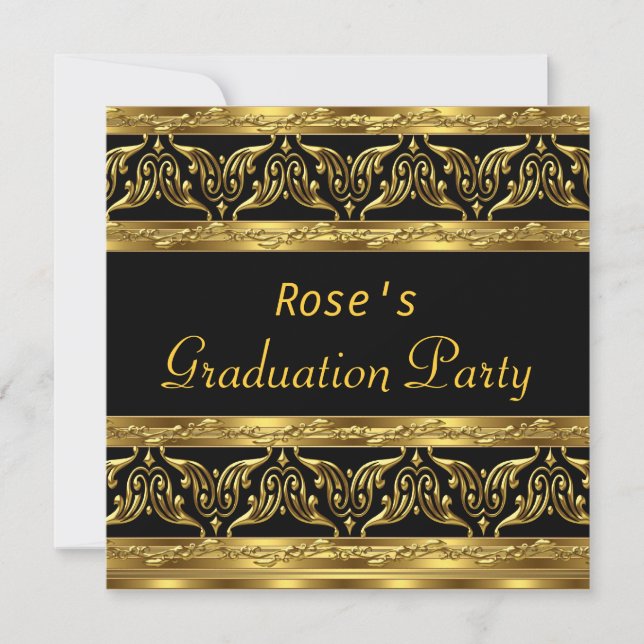 Graduation Party Gifts Gold Black Invitation (Front)