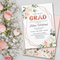 Graduation Party Girly Blush Pink Floral