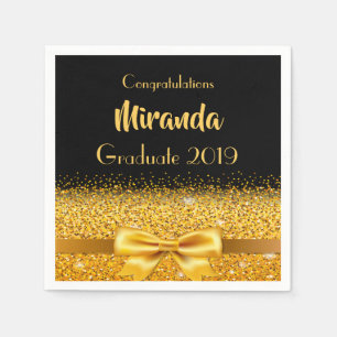 Graduation party gold black gold bow napkin