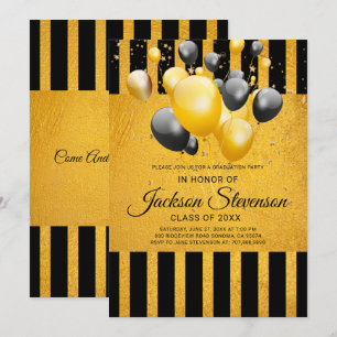 Graduation Party Gold On Black Invitation