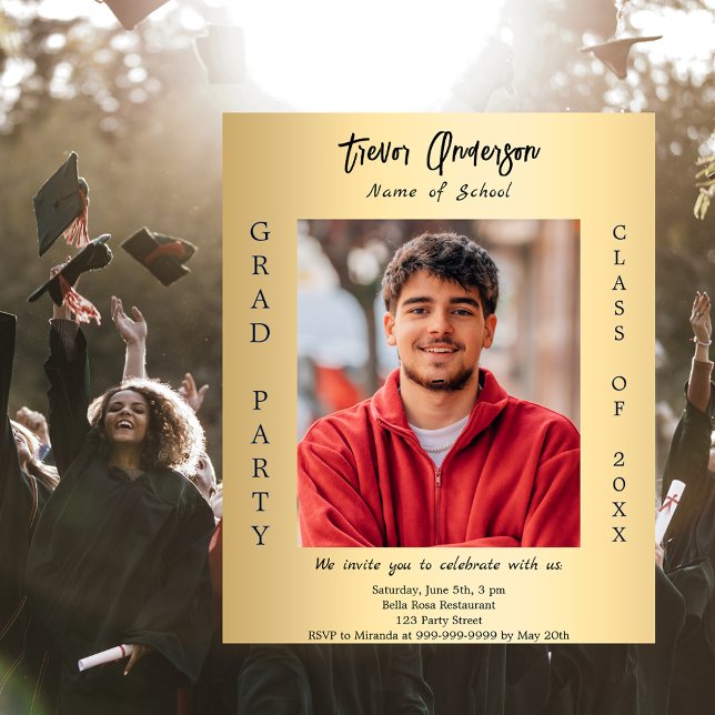 Graduation party gold photo 2025 invitation (Creator Uploaded)