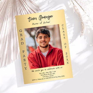 Graduation party gold photo class of 2026 invitation