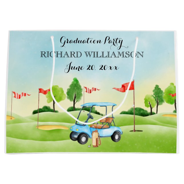 Graduation Party Golf Theme Large Gift Bag (Front)