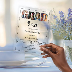 Graduation party grad photo luxury acrylic invitations