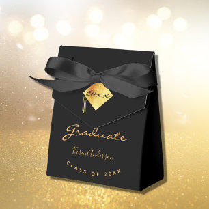 Graduation party graduate black gold favour box