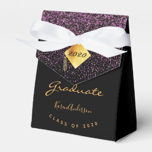 Graduation party graduate black gold purple 2025 favour box