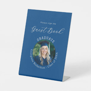 Graduation Party Graduate Photo Blue Guest Book Pedestal Sign