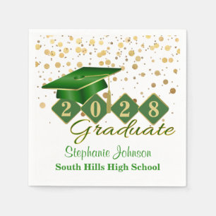 Graduation Party Green & Gold 20XX Napkin