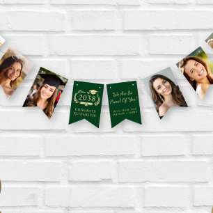 Graduation Party Green Gold Photo Bunting