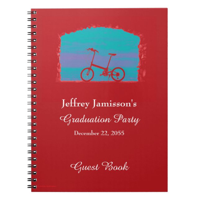 Graduation Party Guest Book, Red Bicycle Notebook (Front)