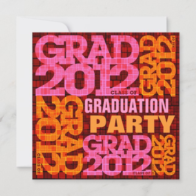Graduation Party Invitation 2012 Orange Pink (Front)