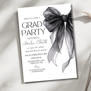 Graduation Party Invitation Black Bow Graduation A