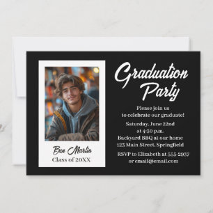 Graduation Party Invitation black simple photo