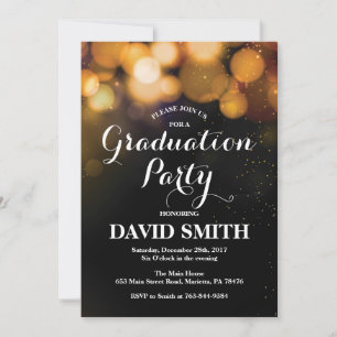 Graduation Party Invitation Card Gold Glitter