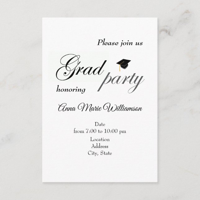 Graduation Party Invitation enclosure card (Front)