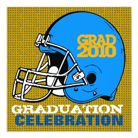 Graduation Party Invitation Football Helmet 6 Blue