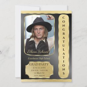 Graduation Party Invitation Gold & Black