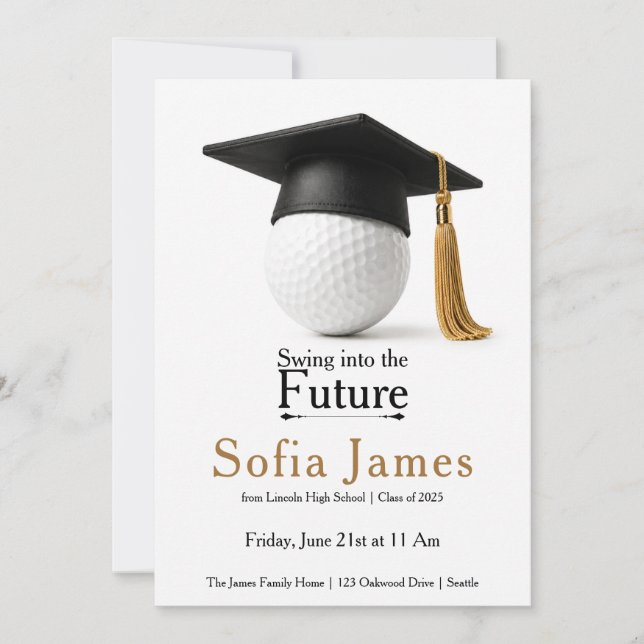 Graduation Party Invitation Golf Theme (Front)
