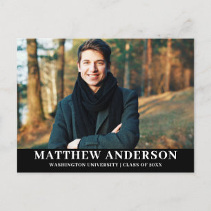Graduation Party Invitation Graduate Photo Blk Postcard