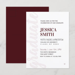 Graduation Party Invitation Modern Simple Red Postcard