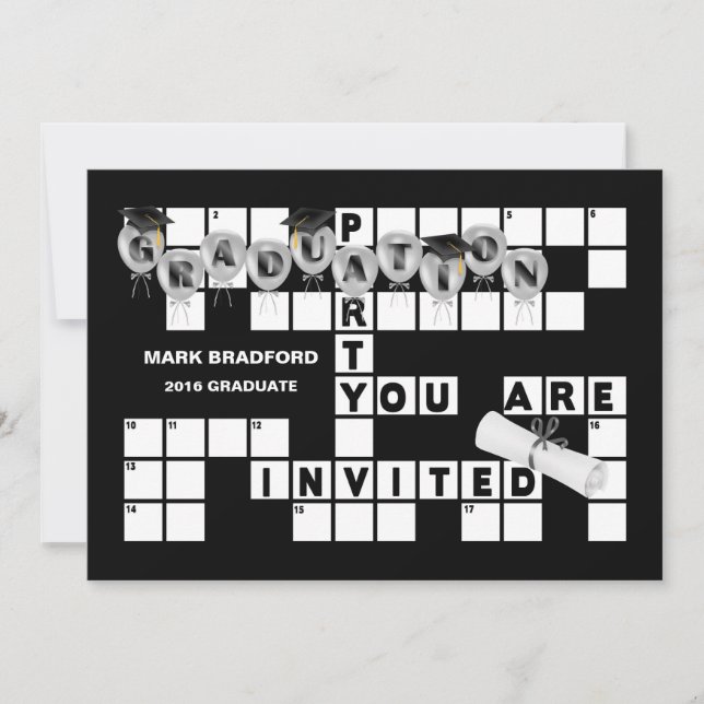 GRADUATION PARTY/INVITATION-PERSONALIZE- CROSSWORD INVITATION (Front)