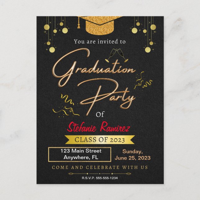 GRADUATION PARTY INVITATION POSTCARD (Front)