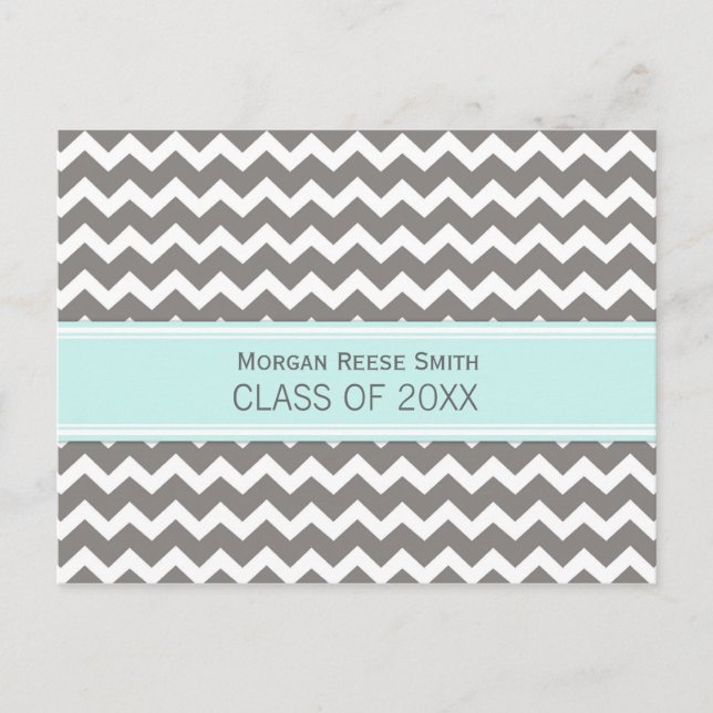 Graduation Party Invitation Postcard Chevron (Front)