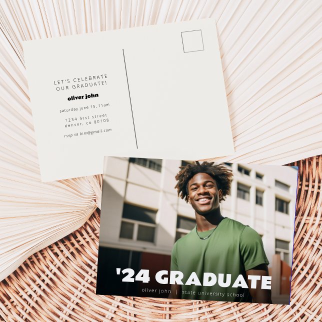 Graduation Party Invitation Postcard with Photo (Creator Uploaded)