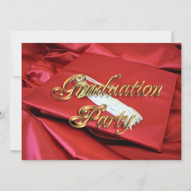Graduation party invitation red and gold (Front)