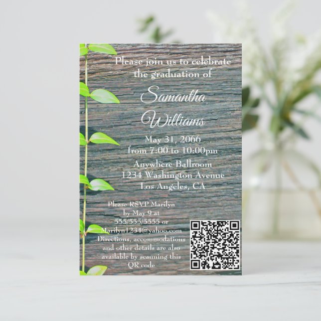 Graduation Party Invitation, Rustic Boards Card (Standing Front)
