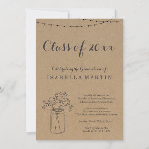 Graduation Party Invitation Rustic Kraft Paper