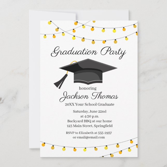 Graduation Party Invitation String of lights (Front)