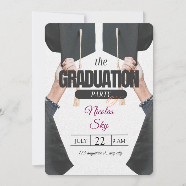 Graduation Party Invitation –  Stylish Design (Front)