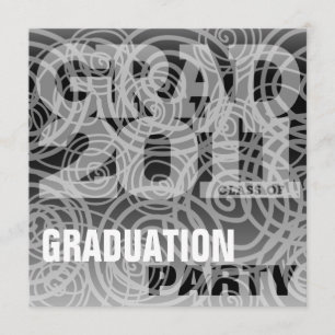 Graduation Party Invitation Twirl Classic Black