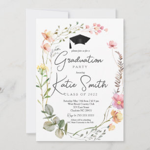 Graduation Party Invitation, Wildflower Graduation Invitation