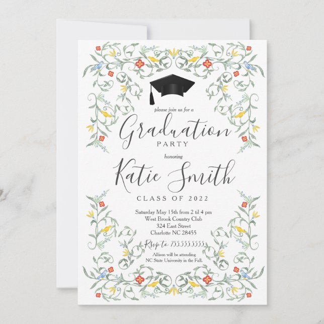Graduation Party Invitation, Wildflower Graduation Invitation (Front)