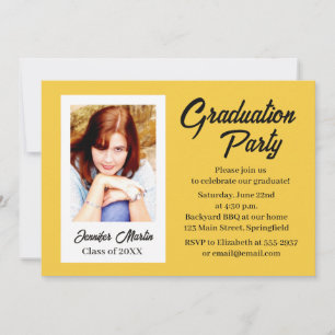 Graduation Party Invitation yellow simple photo
