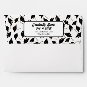 Graduation Party Invitations Black Mortarboards Envelope
