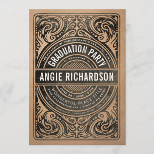 Graduation Party Invitations Rustic Kraft