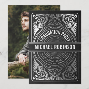 Graduation Party Invitations Silver Foil Photo