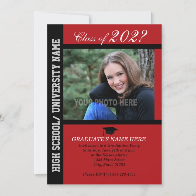 Graduation Party Invite-Dark Red-2 Invitation (Front)