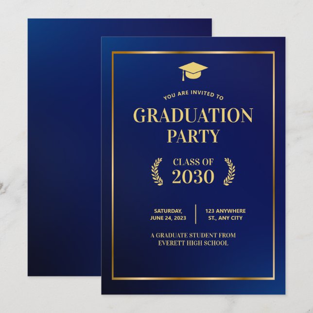 Graduation Party Invite, Graduation Announcemet Invitation (Front/Back)